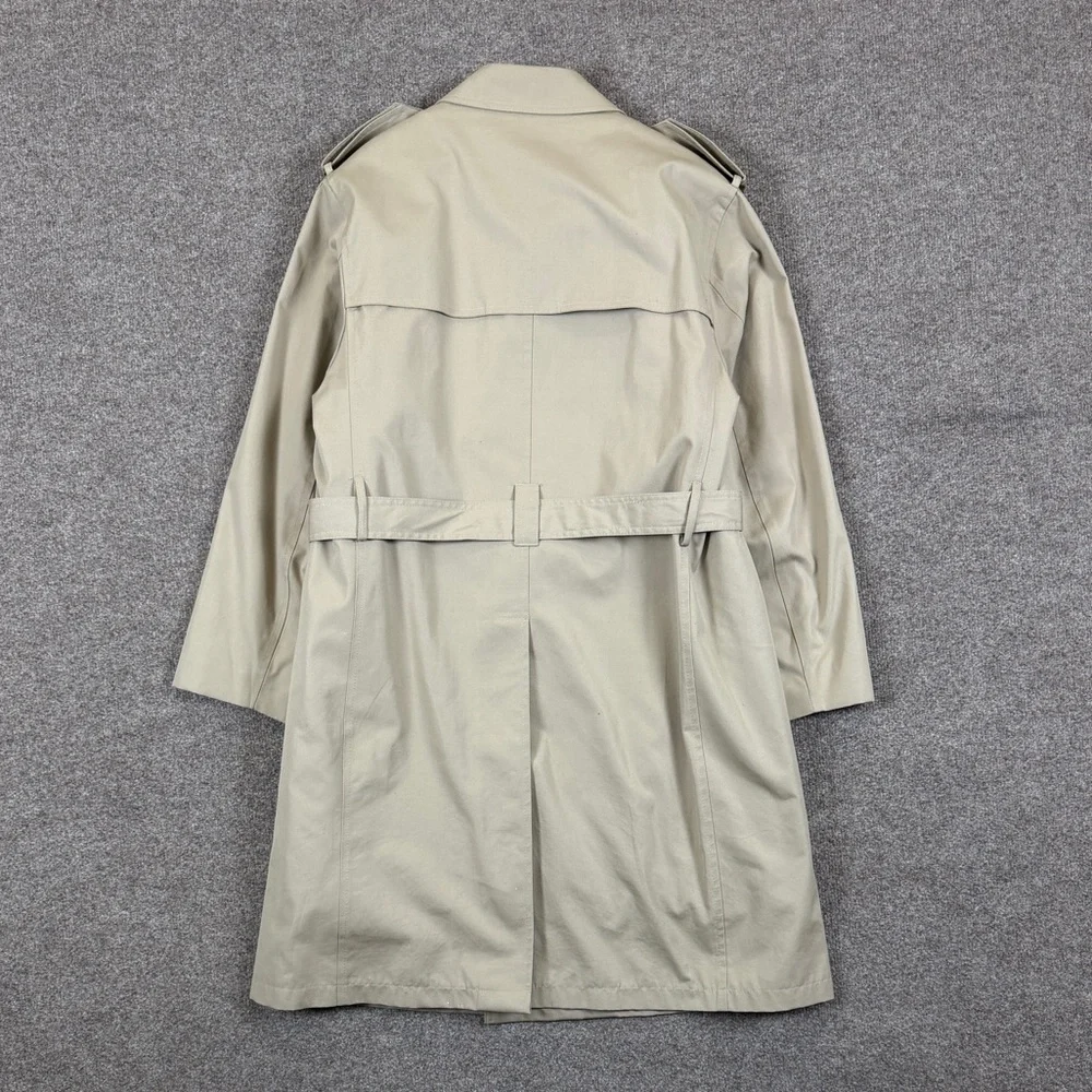 Misty Harbor Long Double Breasted Belted Trench Coat Mens 44 Removable Fur Liner